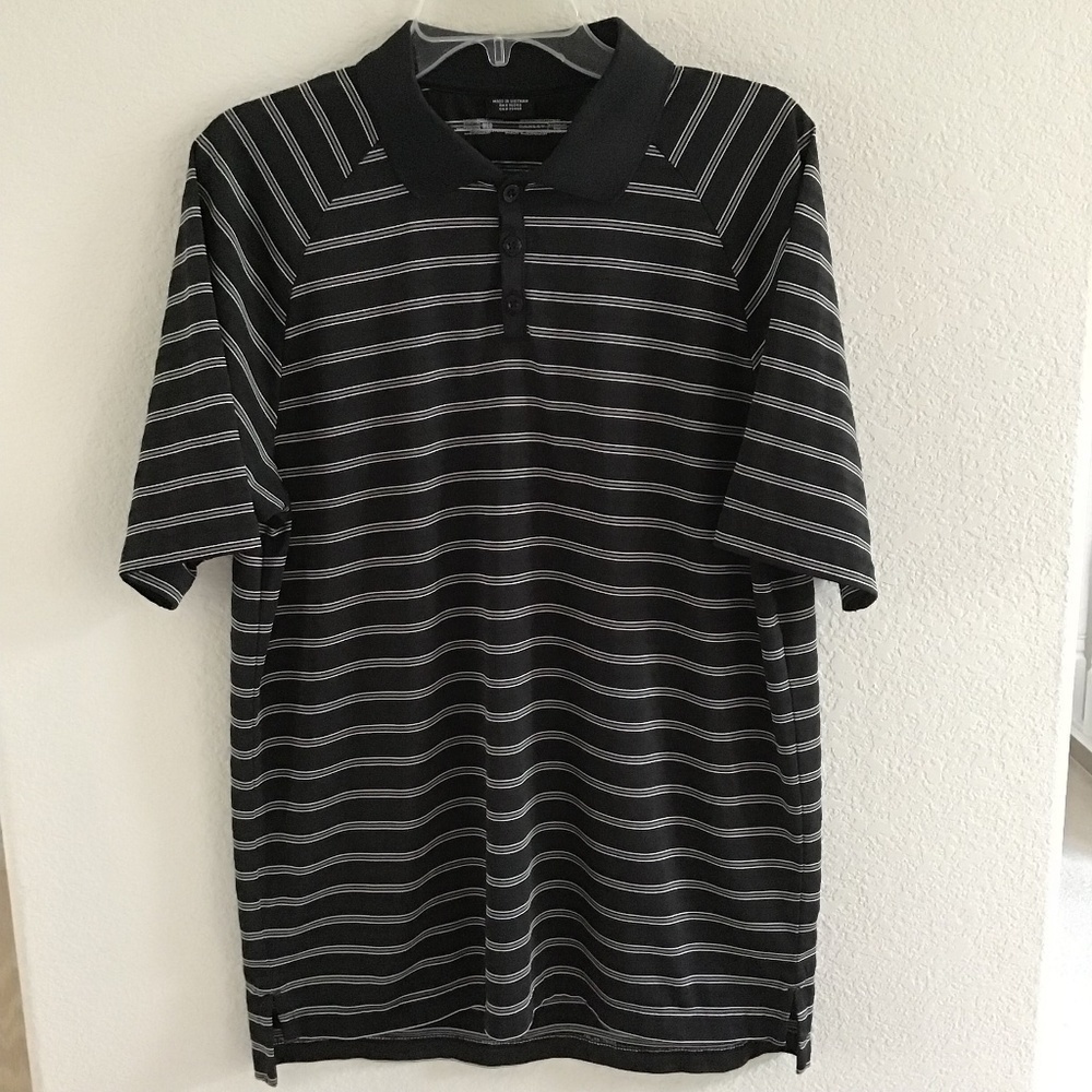 OAKLEY MEDIUM BLACK, GRAY & WHITE STRIPED SHIRT